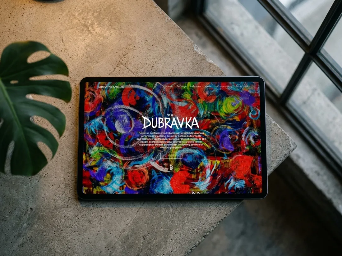 Dubravka Sabljak artist portfolio website on an iPad, built by Studio Clu
